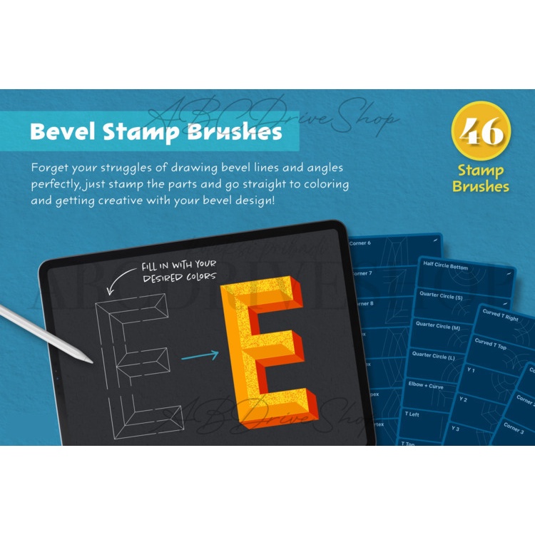 Procreate Brush - Bevel Letters Procreate Brushes &amp; Stamps + Tutorial