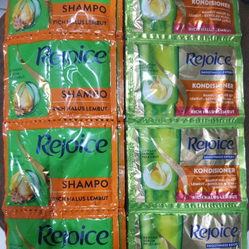 Shampo dan kondisioner rejoice rich sachet / renteng