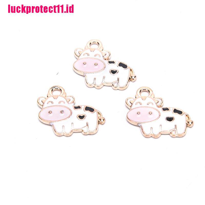 10pcs Liontin Enamel Bentuk Sapi Untuk Membuat Perhiasan Gelang