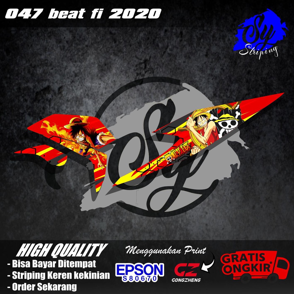 47 Sticker Striping Motor Beat FI New Tahun 2020-2022 List Variasi Motif One Piece Keren