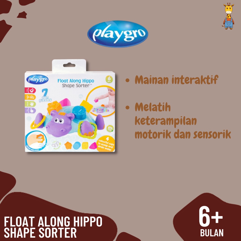 Playgro Float Along Hippo Shape Sorter