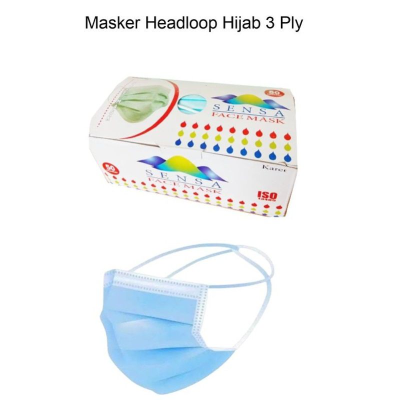 Masker Headloop Hijab 3 Ply/ Masker Hijab