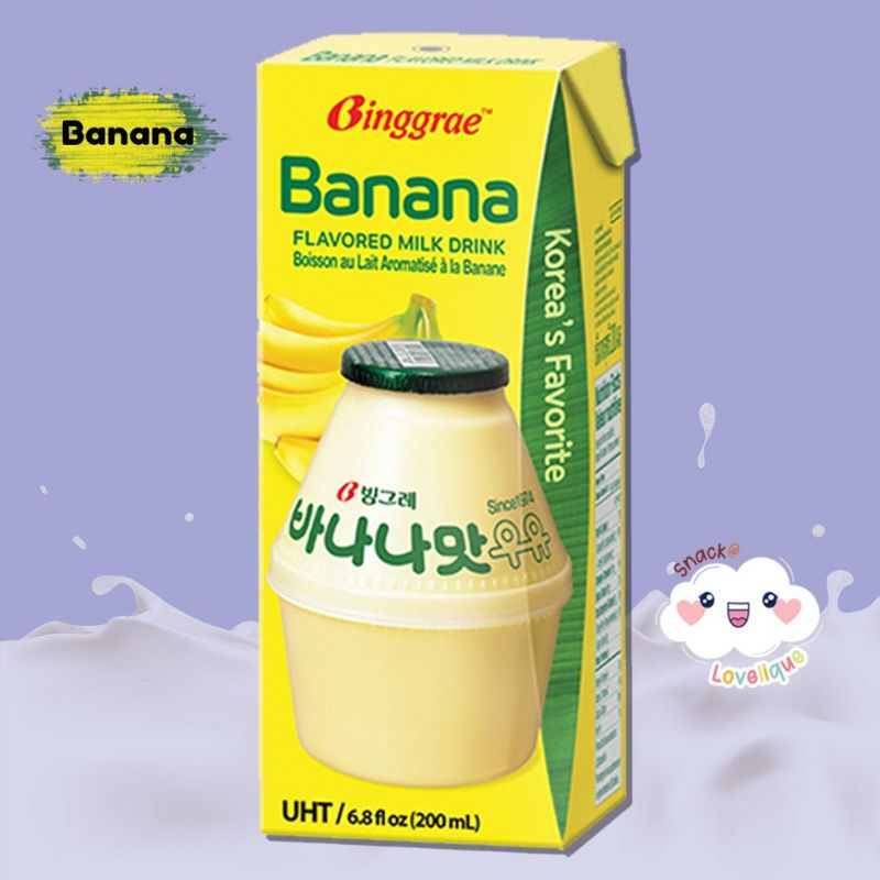 

Binggrae Flavoured Milk ( Banana / Lychee & Peach / Strawberry / Melon ) Korean Milk Bingrae