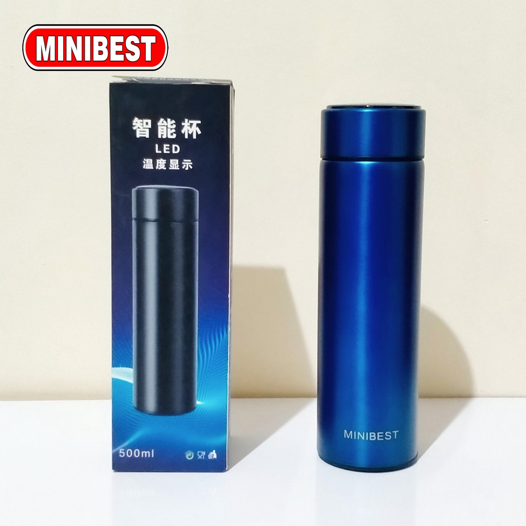 Minibest Termos Led Digital Display Suhu Temperatur Warna Doff Karet 500ml Tahan Panas Dingin Lama