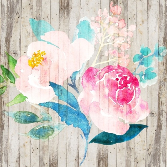 Kertas Scrapbook - Distressed Wooden Flowers Design