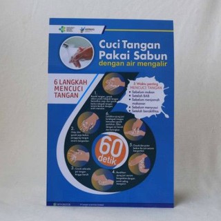 Poster 6 Langkah Cuci Tangan Pakai Sabun Dengan Air Mengalir Laminating Glossy Shopee Indonesia