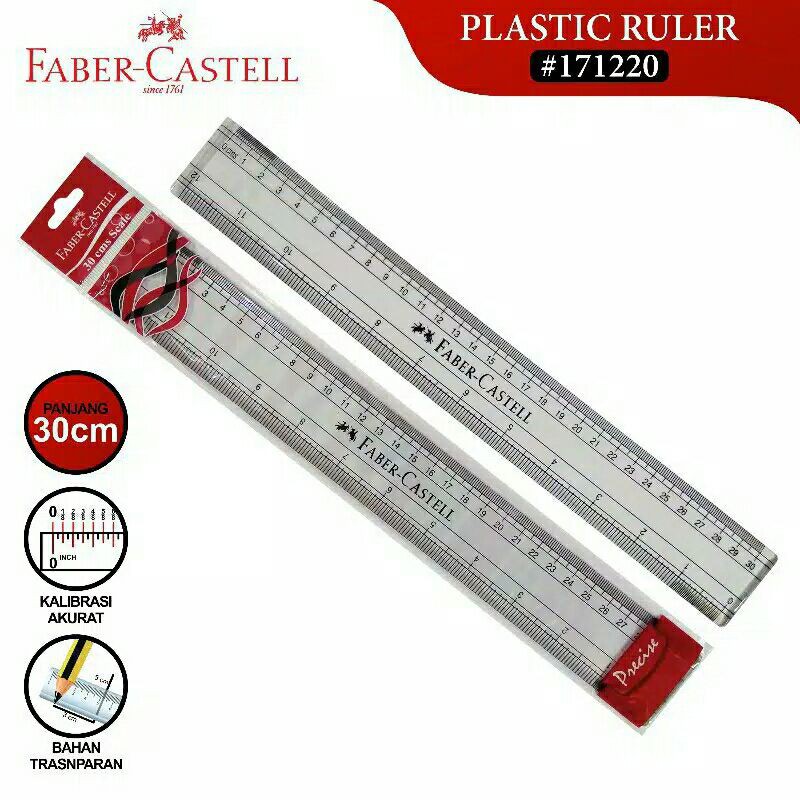 

Penggaris Faber Castell 15 cm & 30 cm plastik keras tebal ruller scale