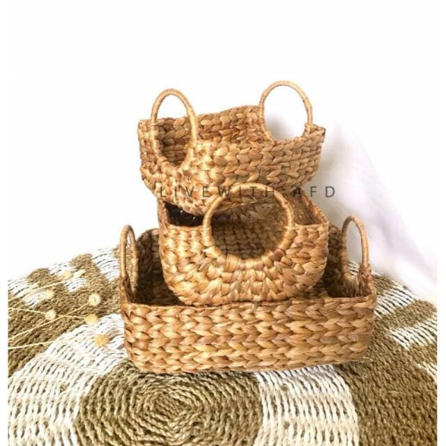 

Terbaru! NAMPAN SET ISI 3 HANDLE ROTAN IKEA / KERANJANG ENCENG GONDOK