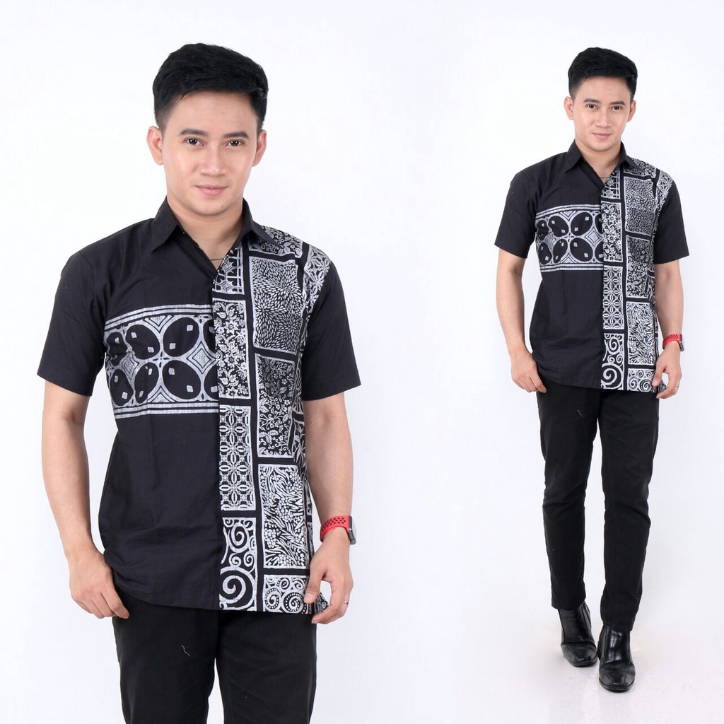 Baju hem prada Batik/ /Kemeja batik Lengan pendek Premium Quality// kemeja lengan pendek pria