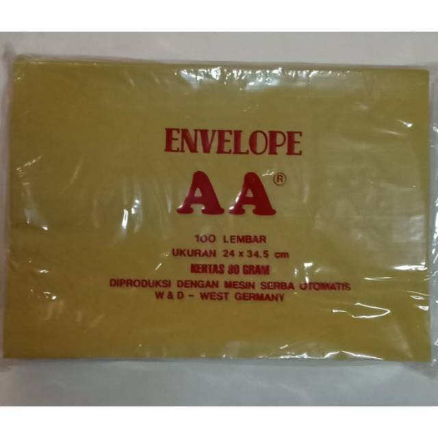 

Amplop coklat AA ukuran Folio ( 100 lembar)