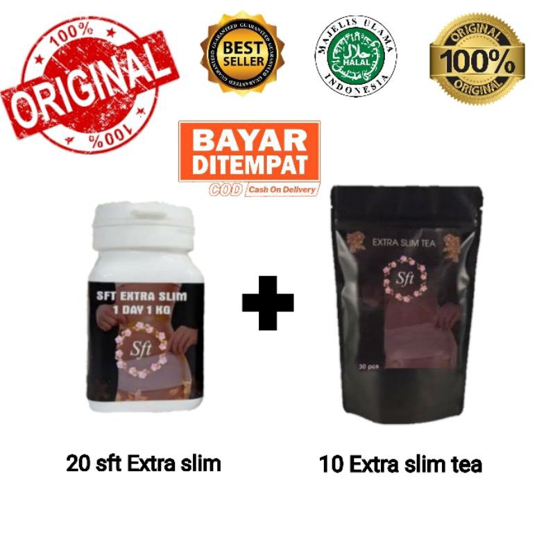 PAKET KOMPLIT PELANGSING/SFT EXTRA SLIM 1 DAY 1 KG+EXTRA SLIM TEA ORIGINAL