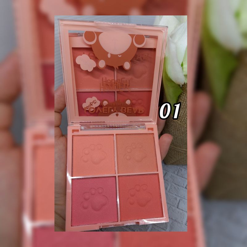 BLUSH ON PALLETE 4 WARNA HENGFU LOVELY BEAR