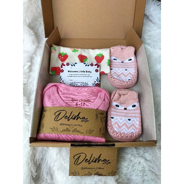 Hampers Bayi New Born Baby Boy/Girl Kado Bayi Lahir, Baju Bayi, Bedong, Gift Box Baby-Jumper A Girl