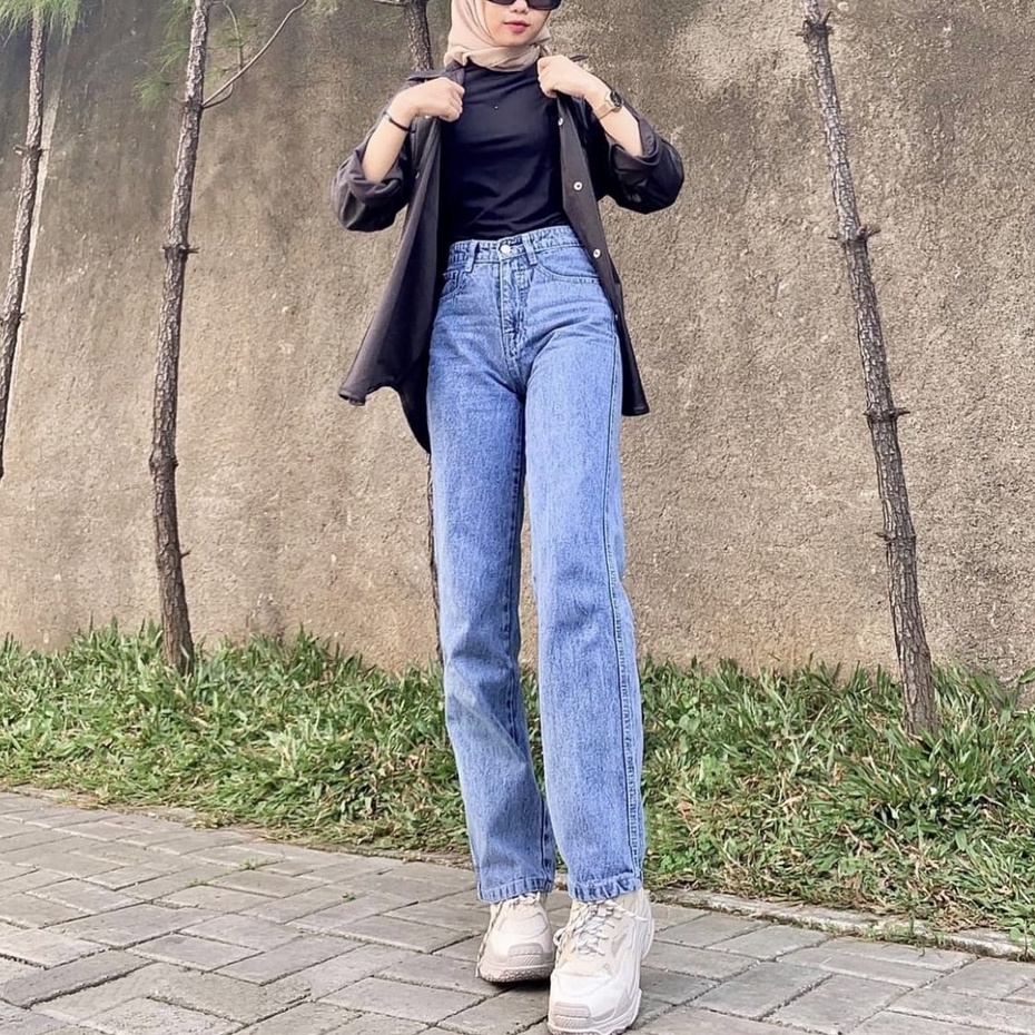 Celana Highwaist Wanita | Celana Jeans High Waist Wanita | Loose | Boyfriend Jeans  BF Fidelya