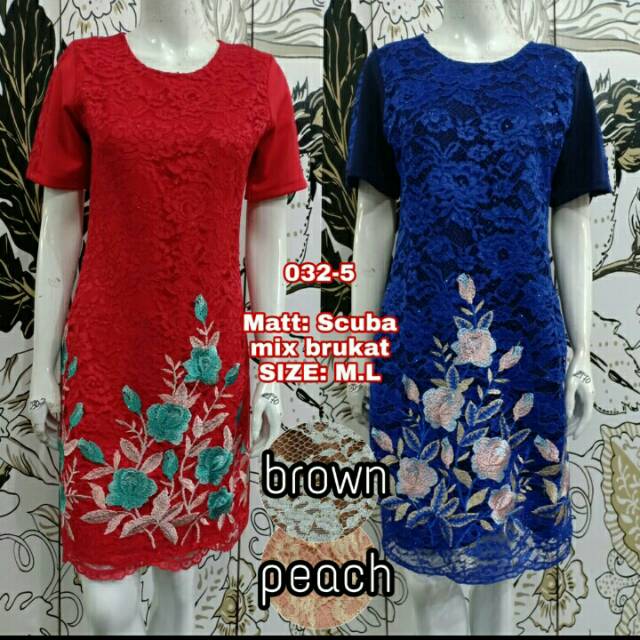 Dress scuba mix brokat