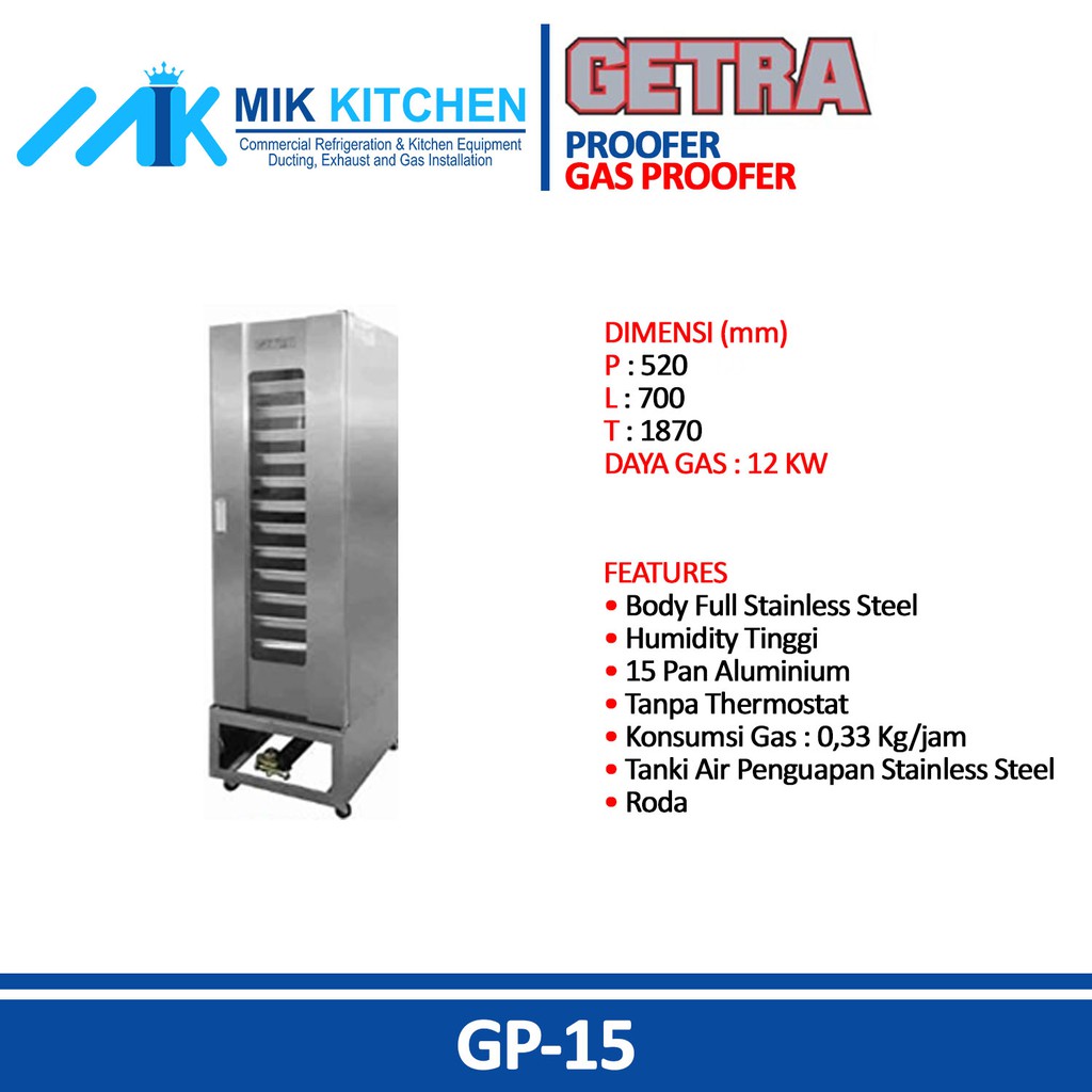 GETRA GP-15 GC/ GP15GC/GP-15GC ( Proofer ) Gas Proofer