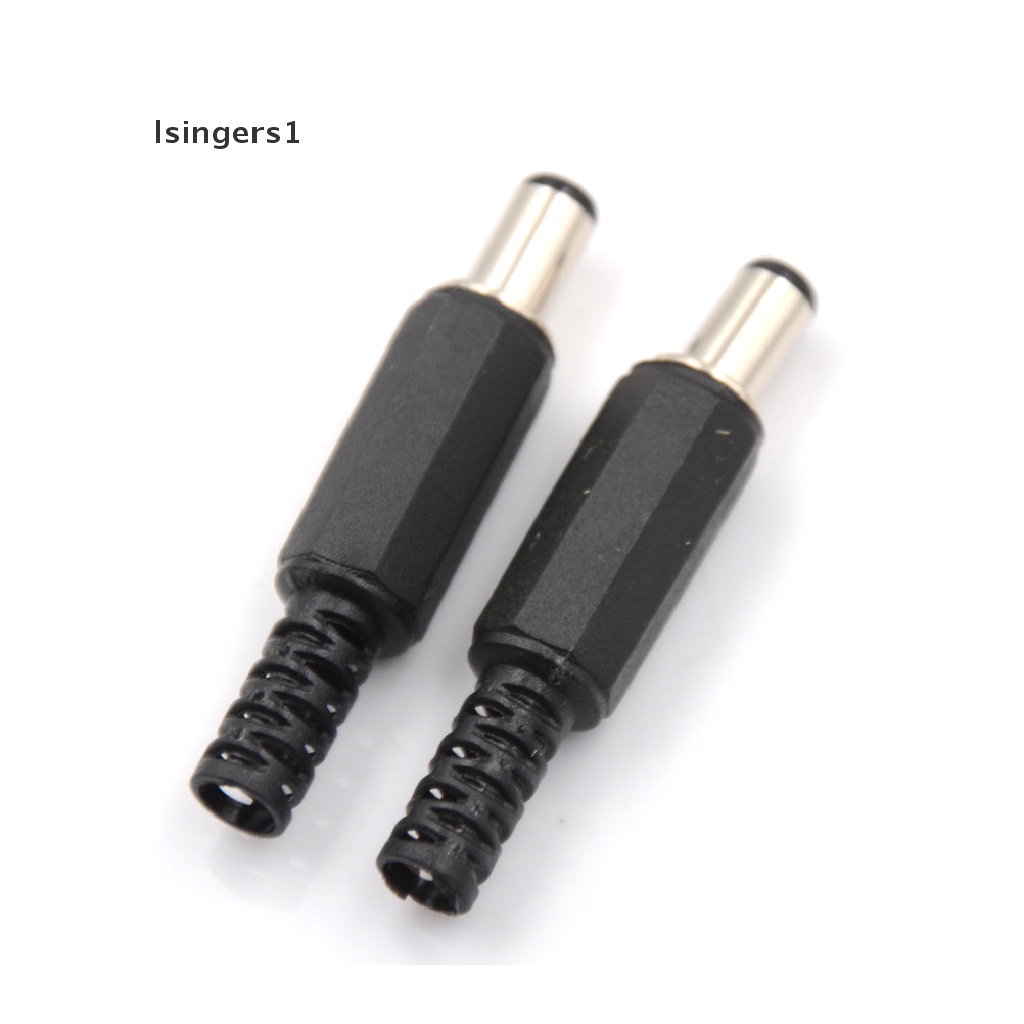 (lsingers1) 10pcs Konektor Jack Power DC 2.1mm x 5.5mm Male Cover Plastik Hitam