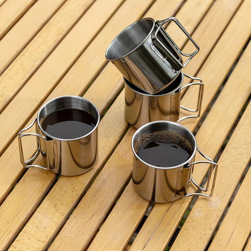 Nickolas1 Cangkir Camping Gelas Lipat Minum Sendok Garpu Peralatan Dapur Luar Ruangan Mug Stainless Steel Mug Wisata Mug Kopi Gelas Air Minum