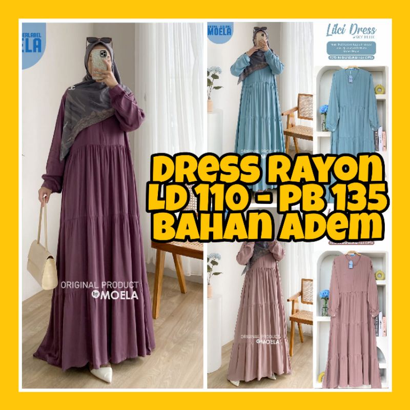 Gamis Polos Rayon Twill Premium Dress Warna Hitam Putih Busui Friendly Lengan Panjang Terbaru Lilci 