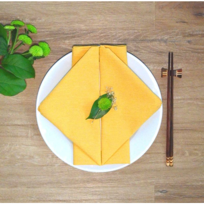 Napkin Damask Kuning Satin Band