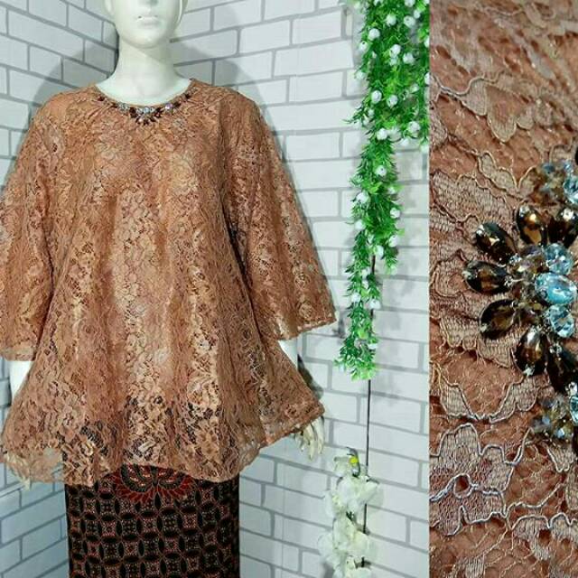 kebaya brukat jumbo ld 140 cm ld 124 cm coklat susu