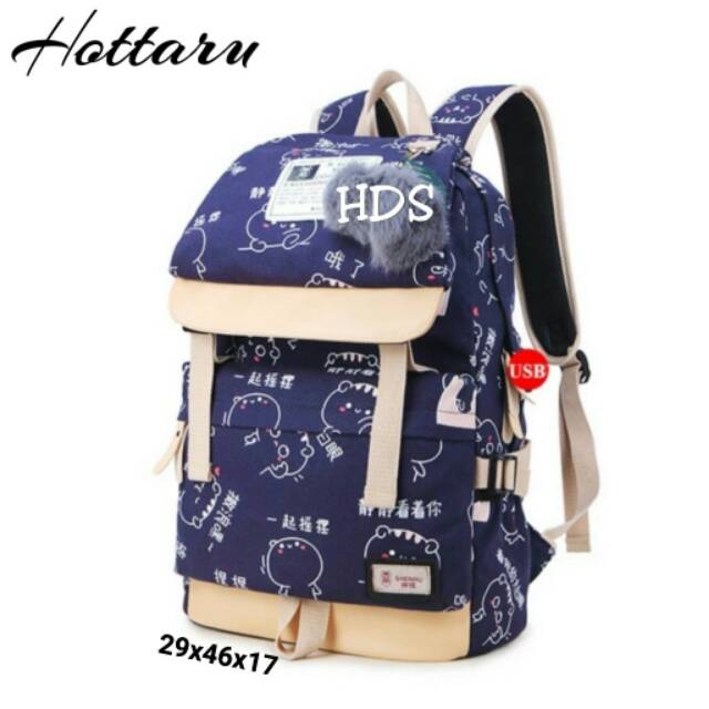 RANSEL SEKOLAH TAS RANSEL BACKPACK KARTUN HOTTARU (TANPA POMPOM)