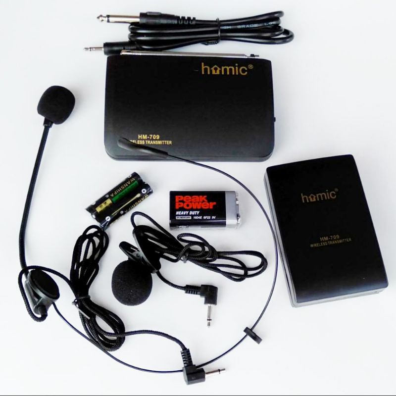 Mic Senam Wireless, Mic Imam Masjid Kancing Jepit Bando Homic HM 709 - HITAM