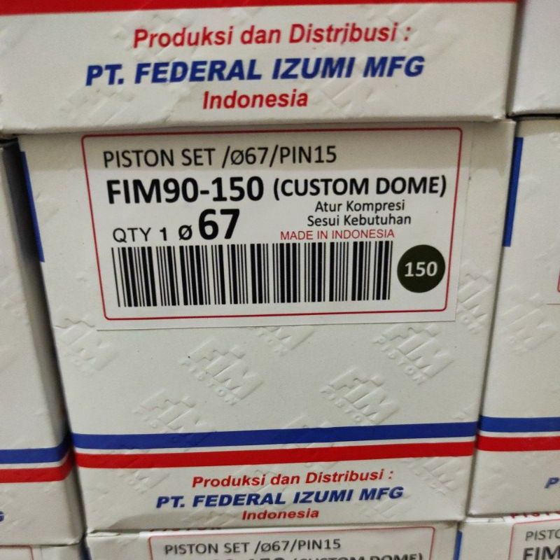 Piston Kit FIM FIM90 Custome Dome Mentahan 65.5 66 66.5 67 67.5 68 Pin 15 GL Megapro Tiger CBR Mio-67