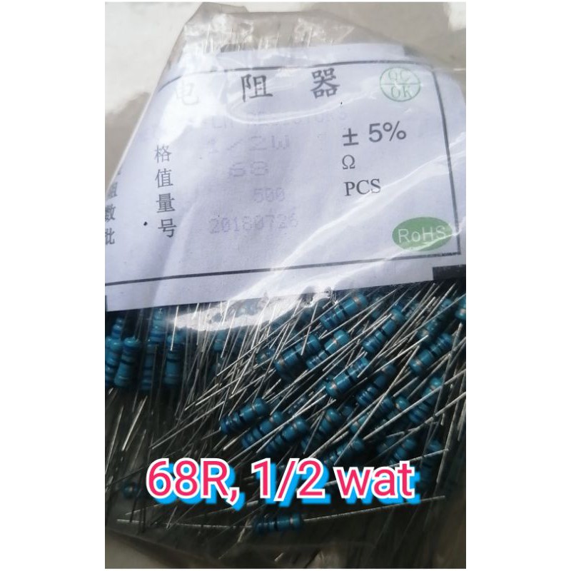 10pcs RESISTOR 68,ohm, 1/2 wat