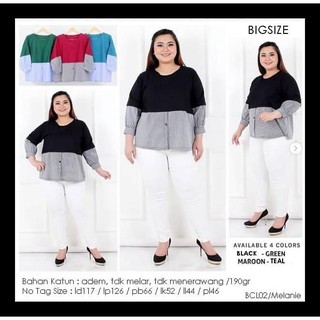 DISKON MELANIE BIGSIZE BLOUSE JUMBO BAJU  ATASAN WANITA BIG  