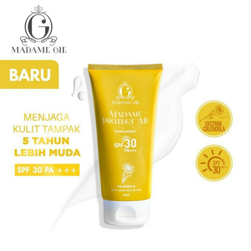 FREE CERMIN | SUNSCREEN MADAM GIE SPF 30 PA+++ WITH CALENDULA | BPOM | 60gr