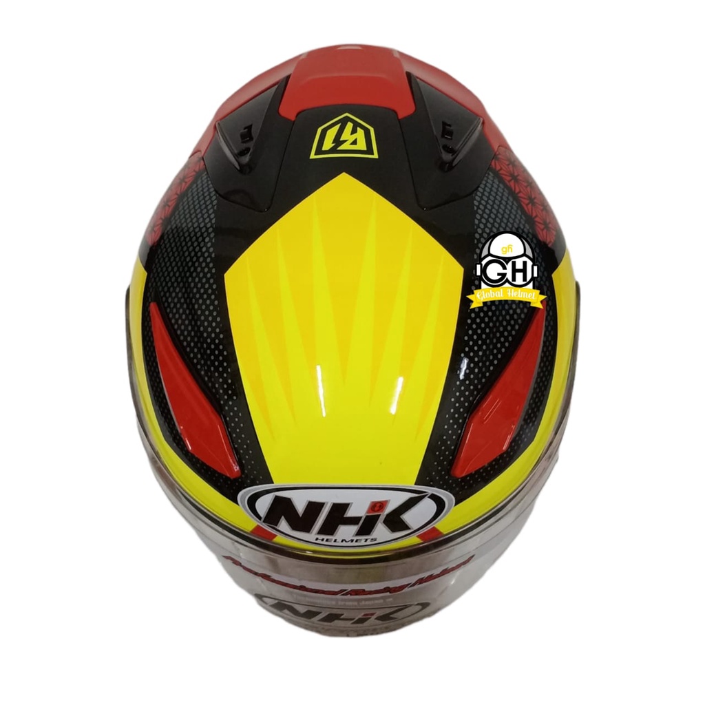 HELM NHK R1 MOTIF BIZARE RED YELLOW NHK R-1 BIZARE RED YELLOW DOUBLE VISOR