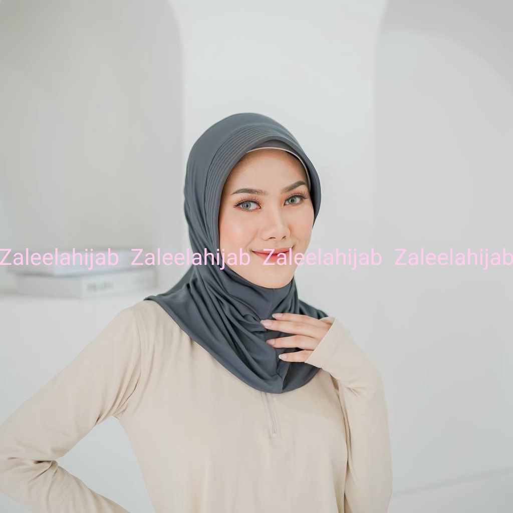 Bergo Olahraga | Bergo Sport Jersey [Dark grey] Jilbab volley, basket, jogging dll-1