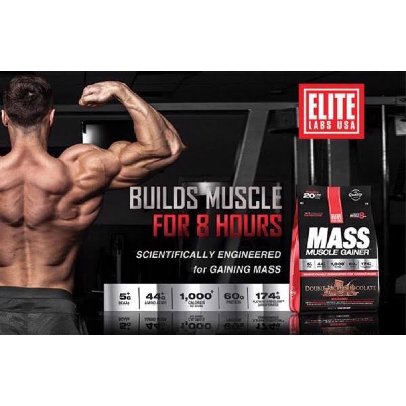 ELITE LABS MASS MUSCLE GAINER 20 LBS SUPLEMEN MAKANAN KESEHATAN PROTEIN ISOLATE NON SERIOUS MASS