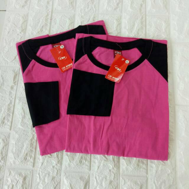 Kaos reglan PINK-HITAM lengan panjang Uk M L XL XXL