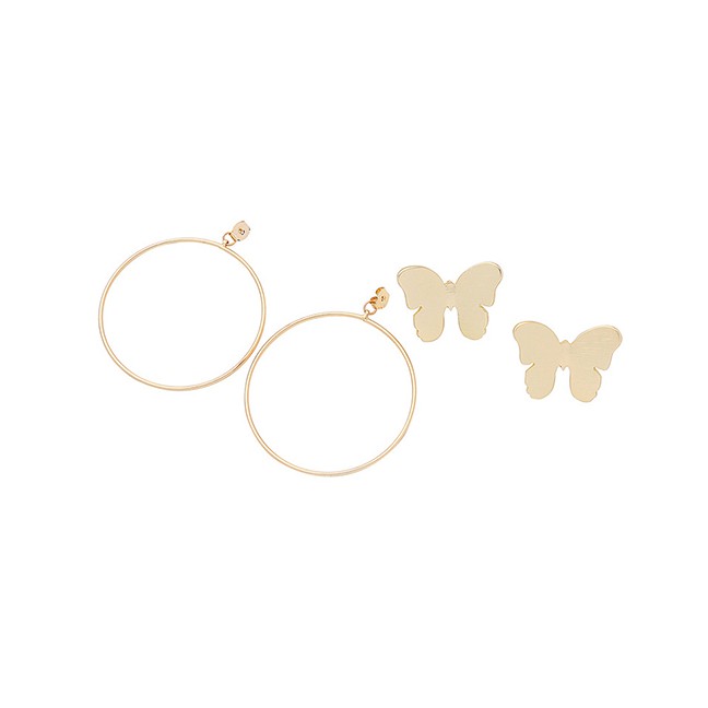 LRC Anting Tusuk Fashion Gold Color Butterfly Shape Decorated Earrings F15727