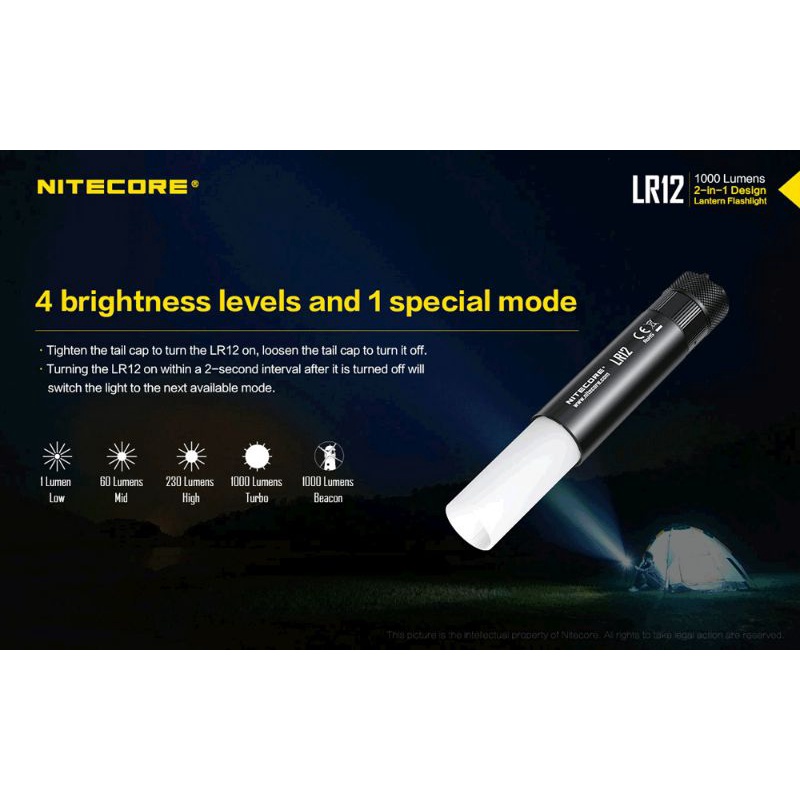 NITECORE LR12 Senter 2in1 Design Lipstick CREE XP-L HD V6 1000 Lumens