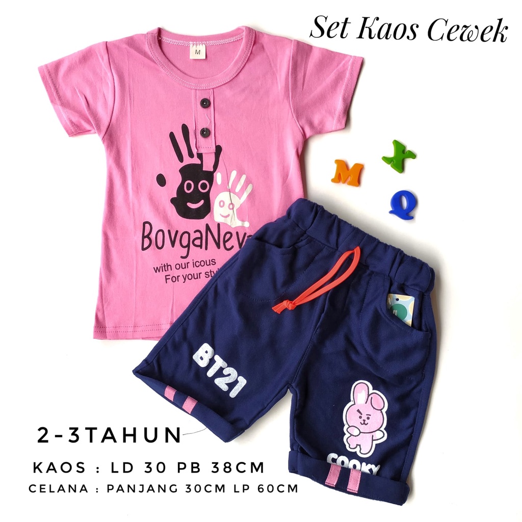 Setelan Kaos + Celana Anak Perempuan 1 - 4 Tahun PROMO!