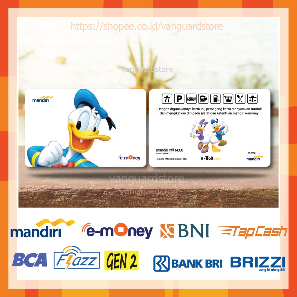 KARTU E MONEY E TOLL DONALD DUCK ANIME 1 EMONEY MANDIRI FLAZZ BCA BNI TAPCASH BRIZZI BRI-2 SISI