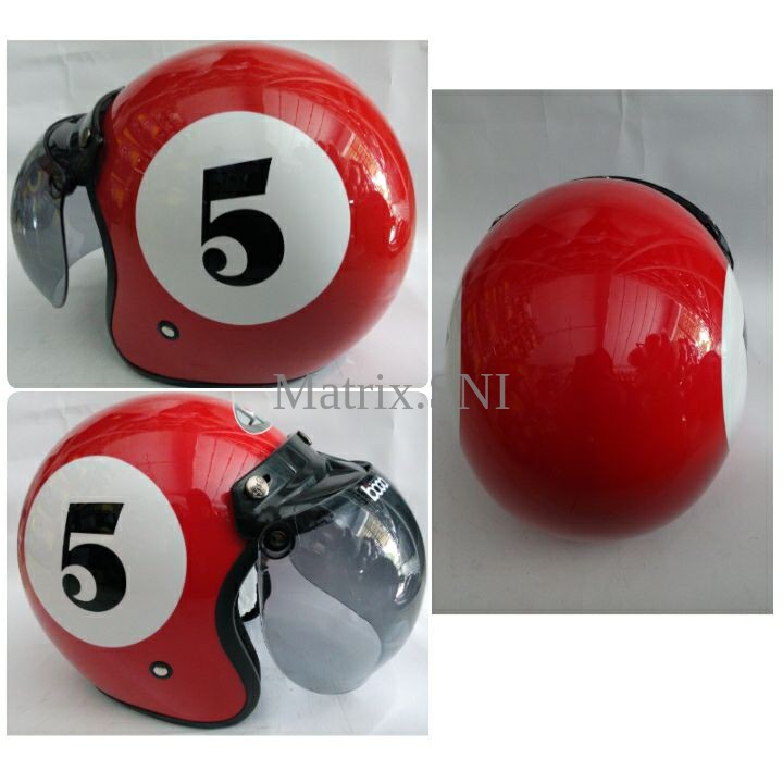 HM-2355 Helm Retro Sni Jpn Bogo Asli Motif Merah Angka 5 9Buo Murah