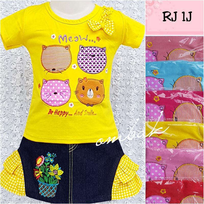 SETELAN ROK JEANS ANAK CEWEK IMPORT 1-5 TAHUN / SETELAN ROK JEANS PENDEK ANAK PEREMPUAN IMPORT PERGI JALAN LUCU