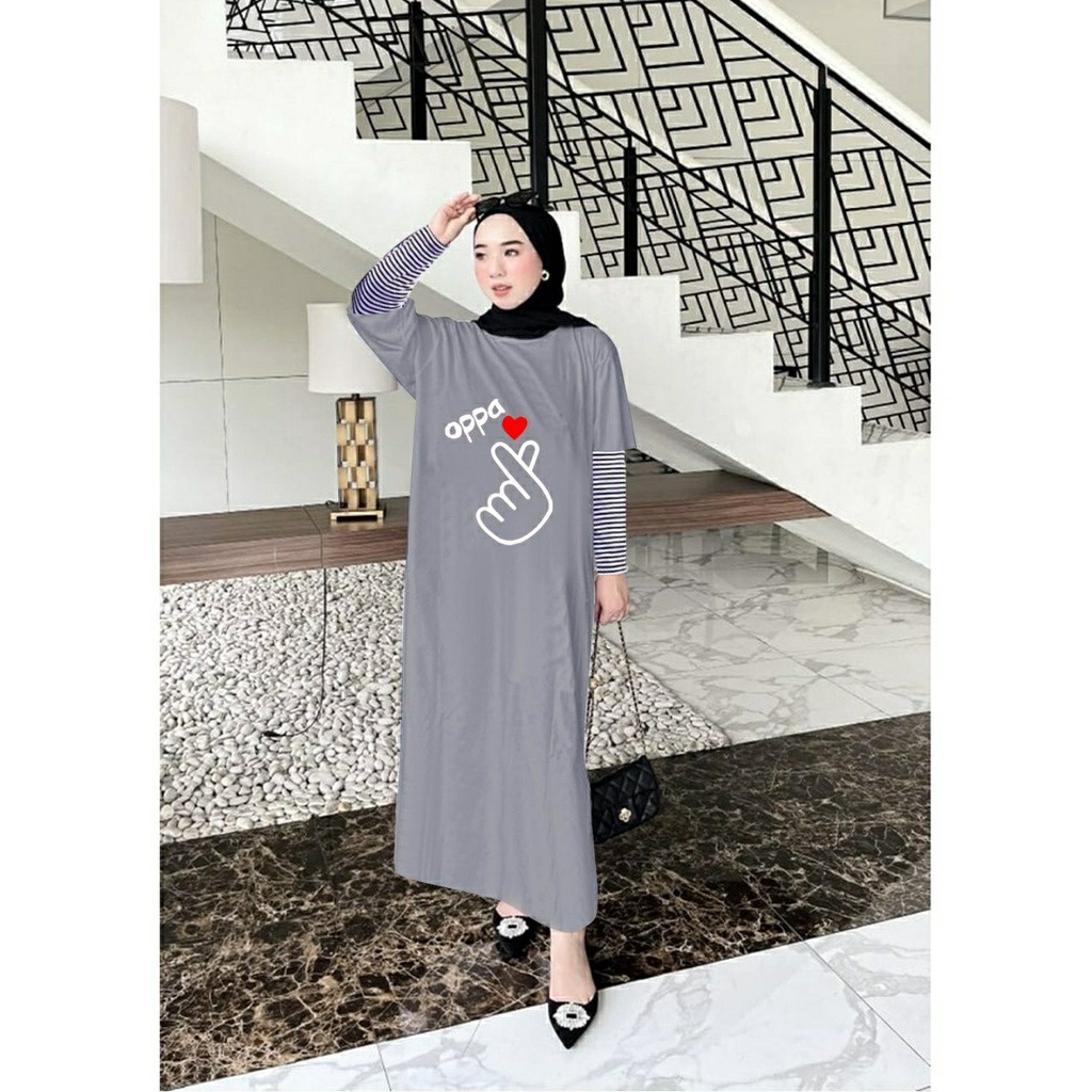 AG2225 Kasual Long Dress Sarangheyo XL / AC / Casual Dress Lengan Panjang / Maxi Long Dress Muslim /