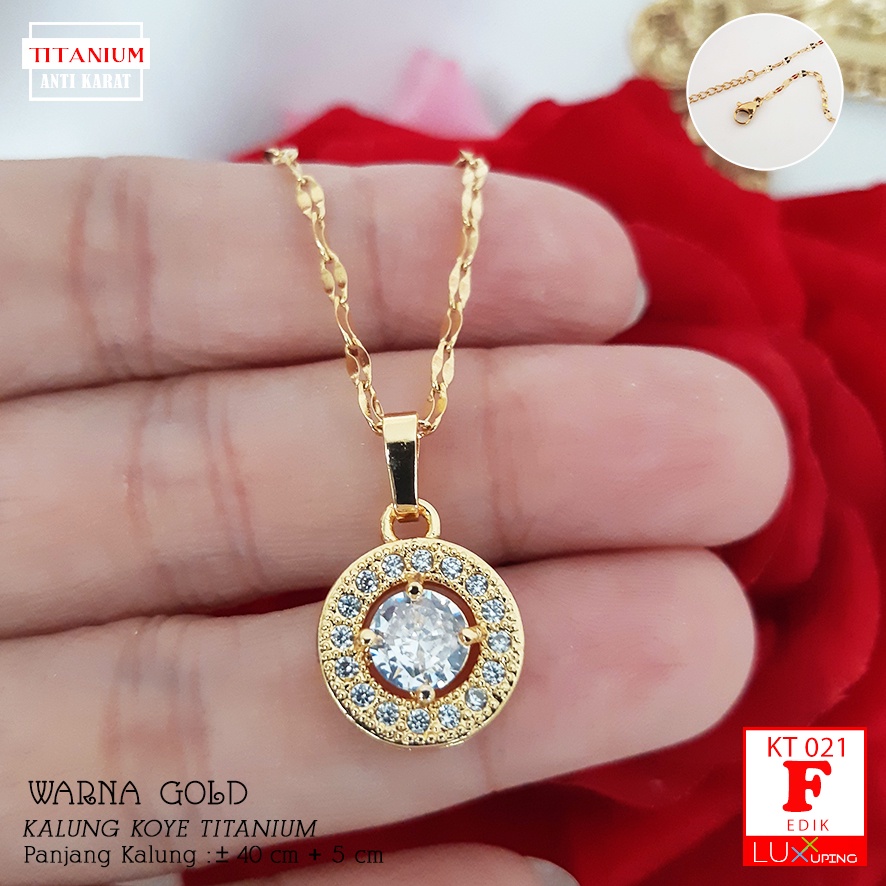 KT 021 Kalung Titanium Dewasa Mata Zirkon Perhiasan Imitasi Liontin Bunga Kalung Titanium Anti Karat Selamanya Kalung Titan Wanita Luxx Xuping