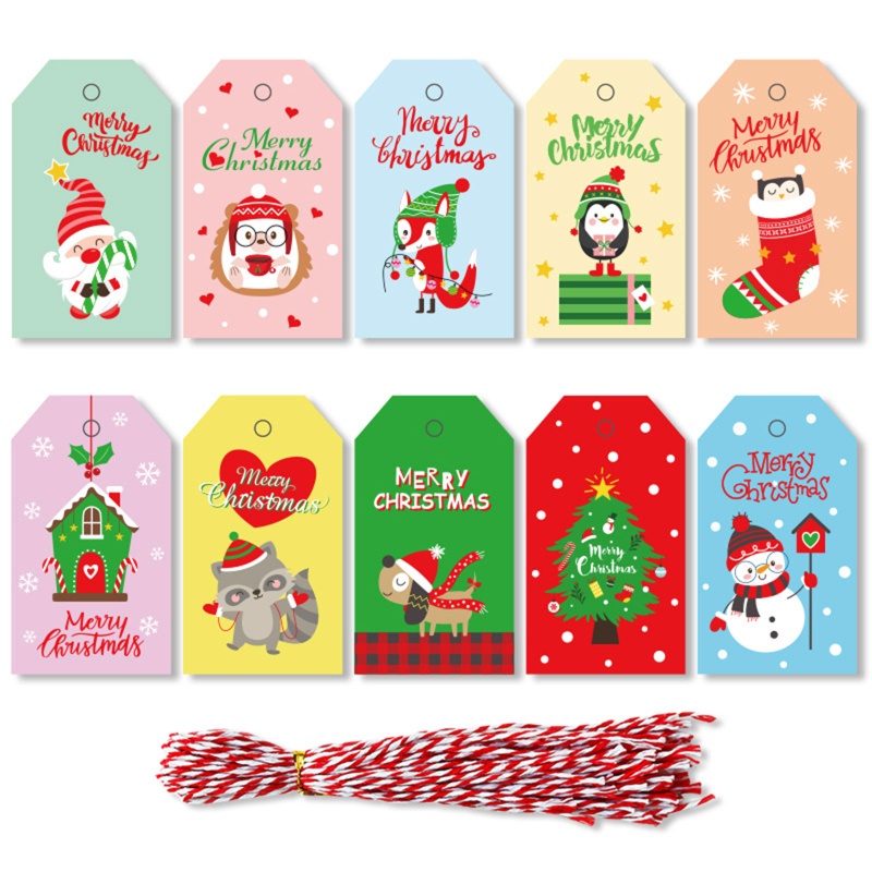 Zzz Set Tag Label Gantung Desain Snowman / Santa / Rusa Untuk Dekorasi Pohon Natal