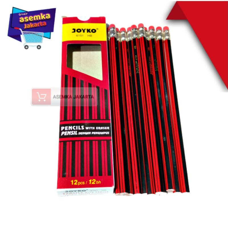 Pensil HB Joyko 6151 Pensil Dengan penghapus grosir 12pcs