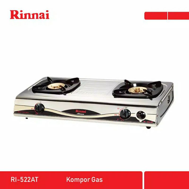 Rinnai Kompor Gas 2 tungku RI 522A - 522 A - RI522A Ada Api Lilin Kecil SNI Original