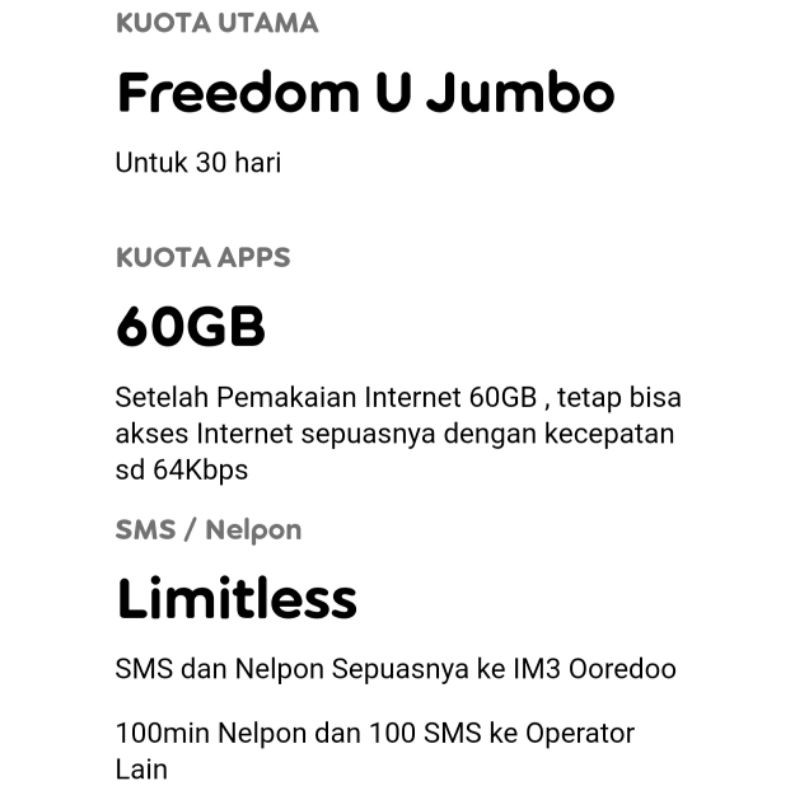 VOUCHER DATA INDOSAT UNLIMITED JUMBO