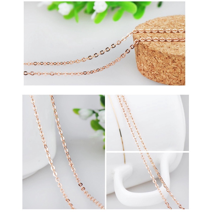 Kalung Rantai Salib Bahan Stainless Steel Lapis Silver Rose Gold Ukuran 18 Inci Untuk Wanita