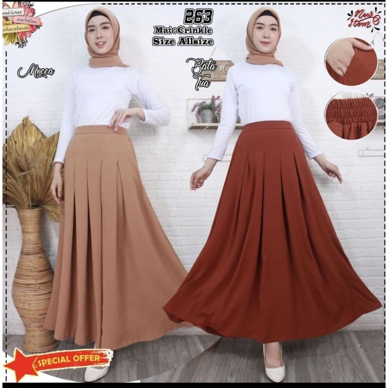 Rok rempel lipit lipit premium import