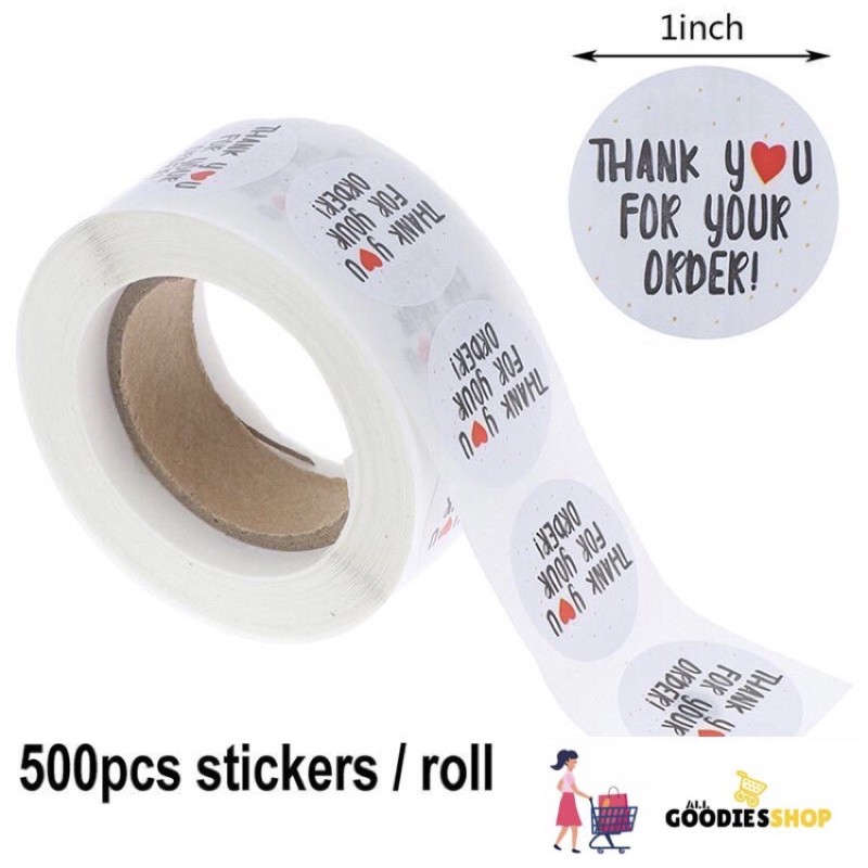 

500pcs/Roll Sticker Label Thankyou for online shop